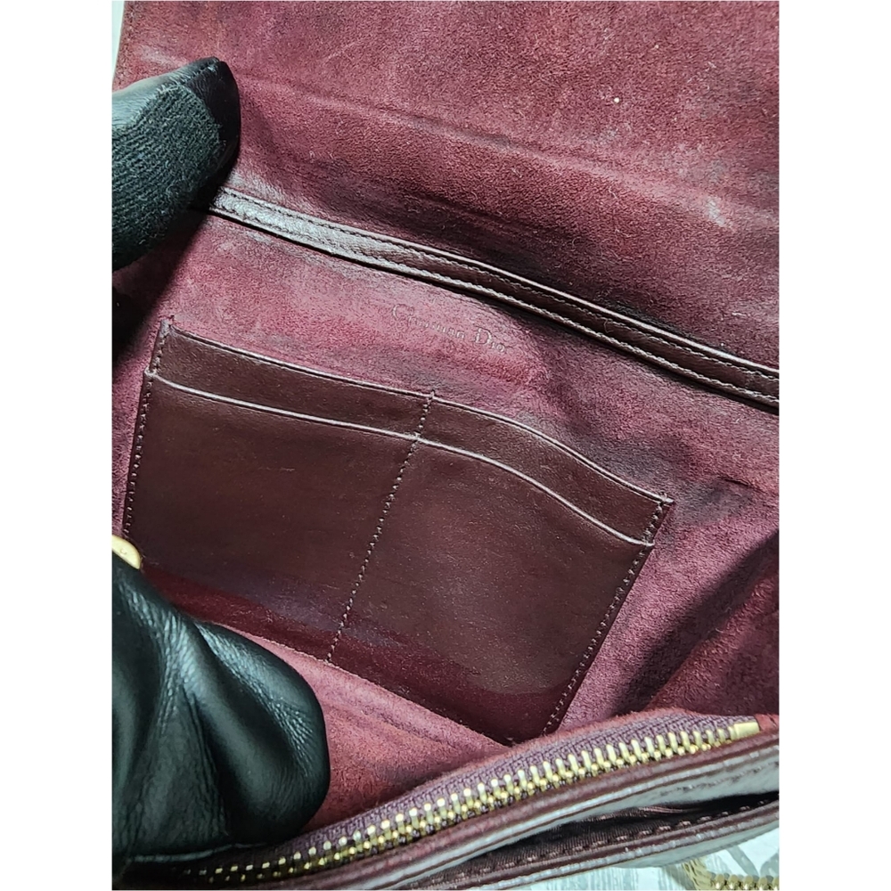 CHRISTIAN DIOR Grained Calfskin Leather Diorama Crossbody Bag Dark Burgundy - Picture 15 of 16